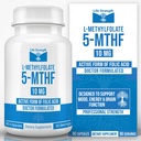 L Methylfolate 10mg | 90 Capsules | Optimized & Highly Bioactive Methyl Folate Supplement | 5-MTHF Supports for Energy, Focus & Mood | Non-GMO, Gluten Free, Vegan | 3 Month Supply