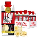 Lean Body Ready-to-Drink Banana protein Shake, 40g protein, Whey Mix, 0 Sugar, Gluten Free, 22 Vitamins & Minerals, 17 Ounce (Recyclable Mirror & Lid - 12 Paket) LABRADA