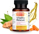 Vitality Rescue, Fish Oil DHA EPA Omega 3 and Turmeric Supplement w/Bioperine, CurcuWin 46X Superior Absorption Curcumin to Support Workout Recovery, Joint, Muscle, Cardio & Brain Health, 30 Capsules