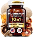 VitaUp Mushroom Supplement - USA Made Mushroom Complex - Mushroom Capsules with Lions Mane, Cordyceps, Turkey Tail, Reishi, Shiitake for Cognitive & Immune Support - 120 Count