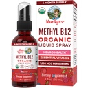 MaryRuth Organics Vitamin B12 Sıvı yapıştırıcısı | Vegan, Non-GMO, Gluten-Free | USDA Organic Supplement | Energy & Nervous System Support | B12 Vitaminleri Kadınlar ve Erkekler için | 1. Fl Oz