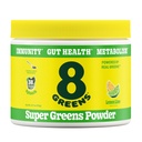 8Greens Super Greens Powder | Prebiotic & Probiotic Blend Superfoods for Gut Health, Metabolism, Debloating, with Fiber, Digestive Enzymes, Organic: Spirulina, Chlorella, Lemon Lime, 25 Servings