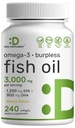 DEAL SUPPLEMENT Omega 3 Fish Oil Supplements, 3000 mg EN 240 Softgels – EPA 1200 mg + DHA 900 mg – Burpless Pills, Lemon Flavored, Wild Caught – Brain & Heart Support – Mercury Free, Non-GMO