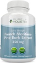 Purely Holistic Pine Bark Extract 350mg 180 Vegan Capsules 95% Proanthocyanidins - French Maritime Pine Bark Extract - Non GMO & Pesticide Free Antioxidant Supplement