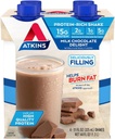 Atkins Milk Chocolate Delight Protein Shake, 15g protein, Low Glycemic, 2g Net Carb, 1g Sugar, Keto Friendly, 4 Count