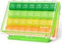 AUVON Moisture-Proof Monthly Pill Organizer, Büyük 28 Gün Pill Box Case with Reforce 4 Haftas İlaç Organize Rows, Travel-Friendly to Store Fish Oils, Vitamins, Supplements, Drugs