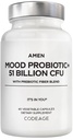 Amen Mood Probiotic Supplement 51 Billion CFU - Organic Prebiotics and Probiotics - Acidophilus Probiotic Pills, Fibers - Mood Organic Ashwagandha, Blueberries - Vegan & Non-GMO - 60 Capsules