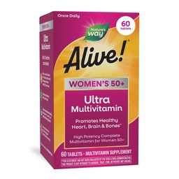 Doğanın Yolu Alive! Kadınlar için 50 Plus, Çokvitamin, Yüksek Potency Formula, Metilated B12, Gluten-Free, 60 Tabletler