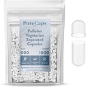 PureCaps USA - Boş Vejetaryen Vegan Pullulan Pill Capsules Boyut 000 | 1000 Ayrılı Pills| Clear| Non-GMO sertifikalı | SLS, Gluten, Preservative Free Free Free