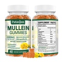 1 Pack Organic Mullein Gummies for Lungs, 2000MG Mullein Leaf Extract Supplement | Quercetin, Bromelain for Respiratory & Immune Support | Vegan, Sugr-Free, Mango Flavor | 60 Count