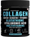 Collagen Powder with Glutathione, Hyaluronic Acid, Vitamin C, E, Zinc with DHT Blockers & Multivitamins - 30 Servings (Unflavoured)