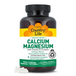 Ülke Yaşam Hedefi-Minsül Magnezyum D-Complex, 1000 mg/500 mg/10mcg, 120 Vegan Capsules, Sertifikalı Gluten Free, sertifikalı Vegan, Doğrulanmış Non-GMO
