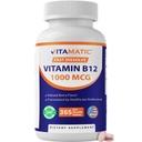 Vitamatic Vitamin B12 1000 mcg Fast Dissolve - 365 Tablet - Natural Berry Flavor - Enerji Metabolism & Nervous System Health Metabolism & Nervous System Health Health