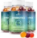Canlı Synbiyotikler - Probiyotik & Prebiyotik Fiber Gummies - Yüksek Kuvvet Inulin (3g), Diyetsel Fiber Supplement, Çocuklar ve Yetişkinler için Digestive Support - Strawberry, Lemon, Blueberry Flavor | 3Pack